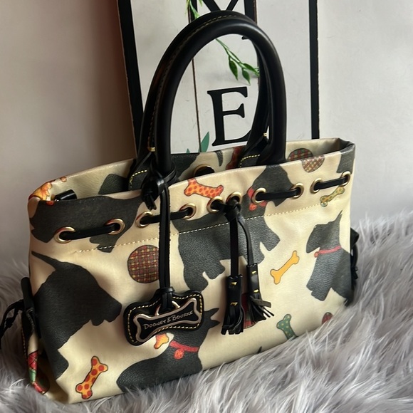 RARE Vintage Dooney & Bourke Scottie Dog Tassel Tote Purse #16044B - Whi… - Picture 13 of 14